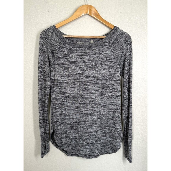 Athleta Luxe Pose Gray Marbled Tunic Top w/Thumb Holes Sz XXS Gym Workout Shirt - Picture 2 of 9